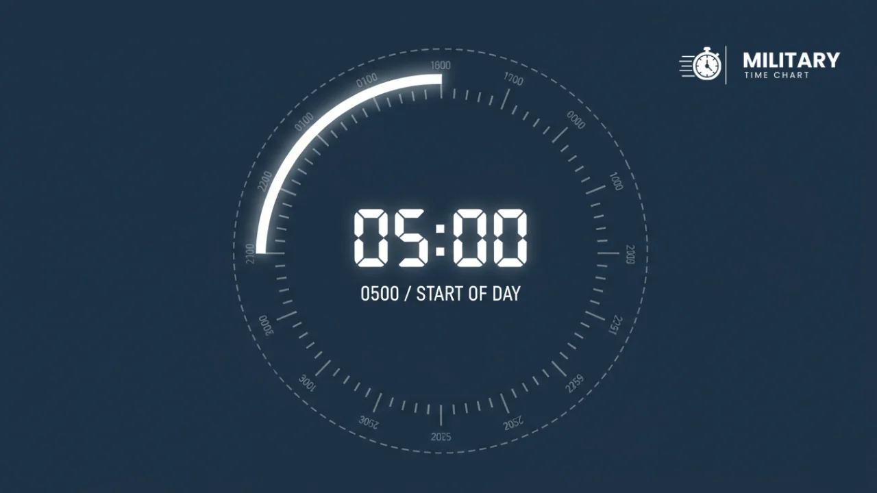 0500 Military Time 1 0500 military time showing in the middle of a 24-hour clock