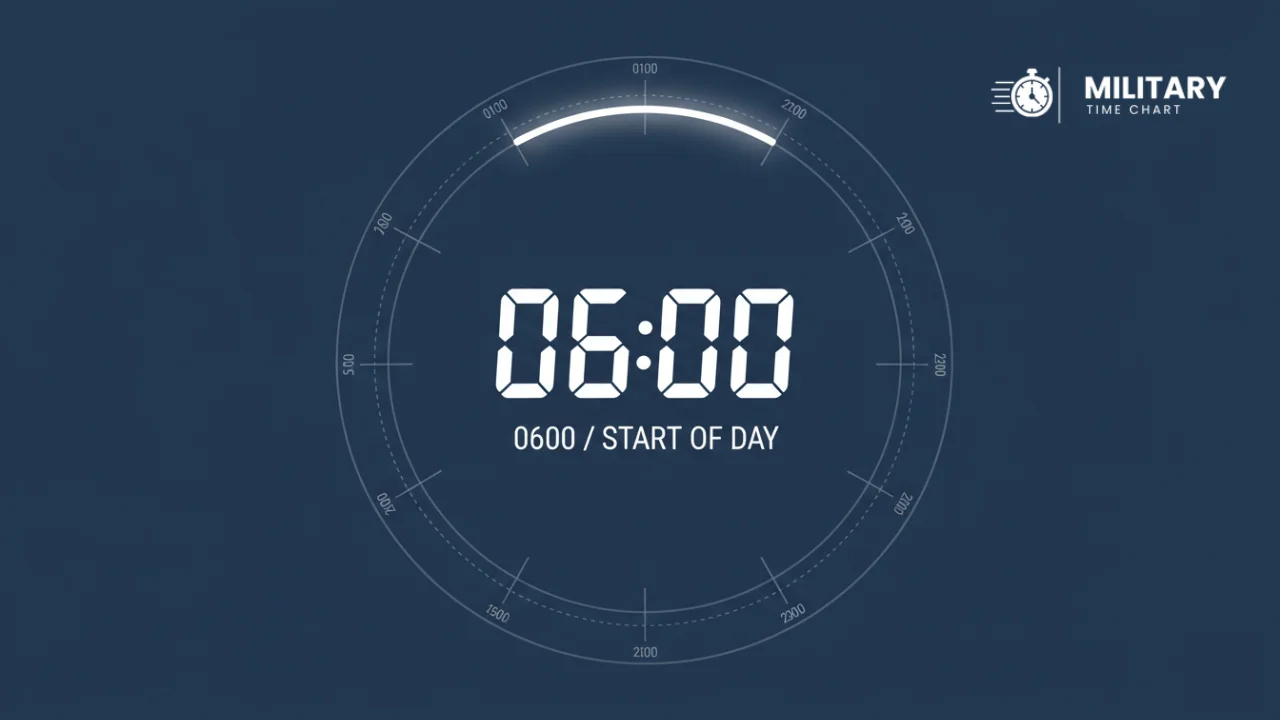0600 military time showing in the middle of a 24-hour clock