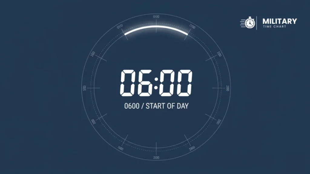 0600 military time showing sixth hour of the day on a clock
