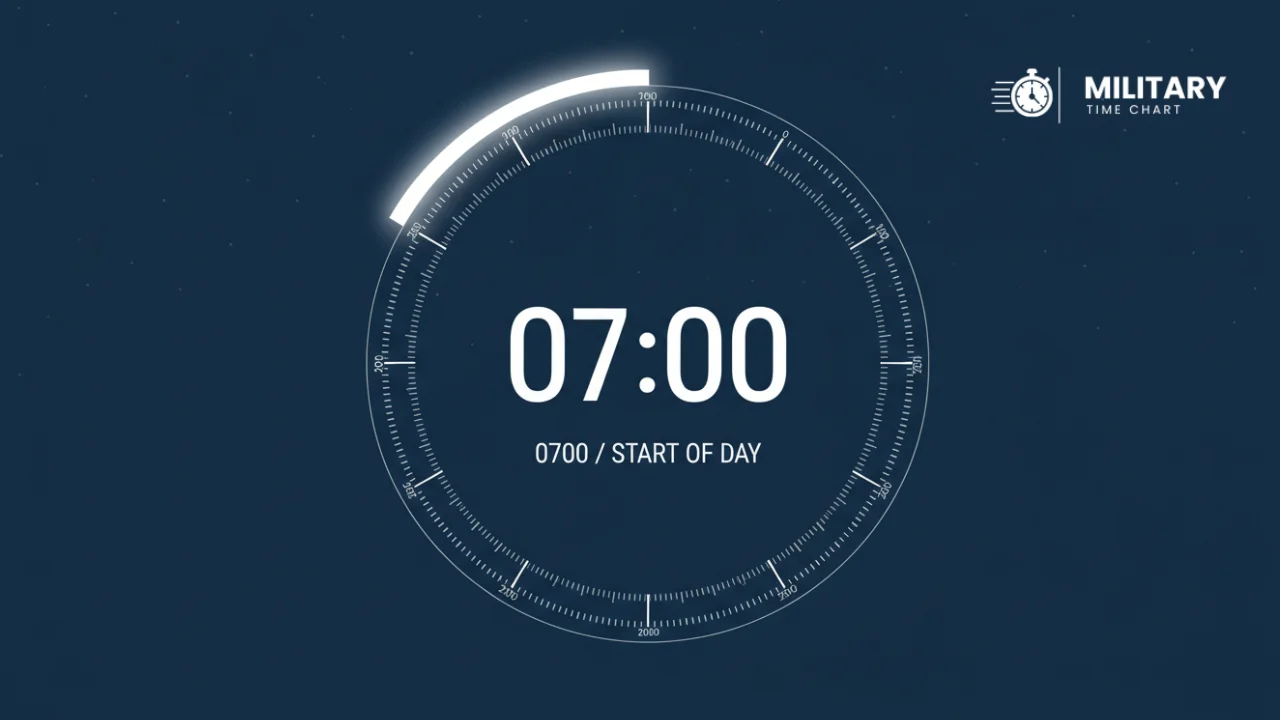 0700 Military Time 1 0700 military time showing in the middle of a 24-hour clock