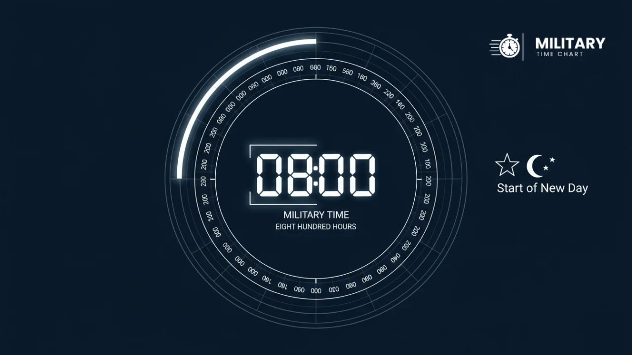 0800 military time showing in the middle of a 24-hour clock
