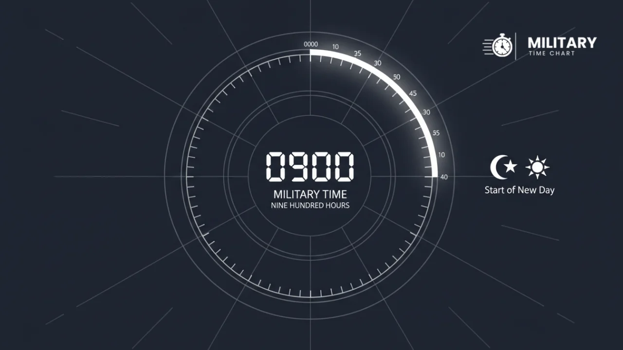 0900 military time showing in the middle of a 24-hour clock