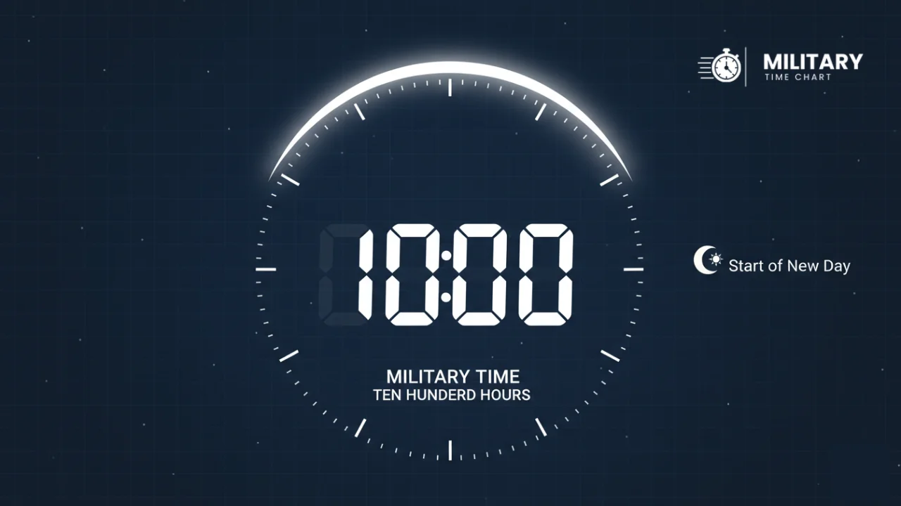1000 military time showing in the middle of a 24-hour clock