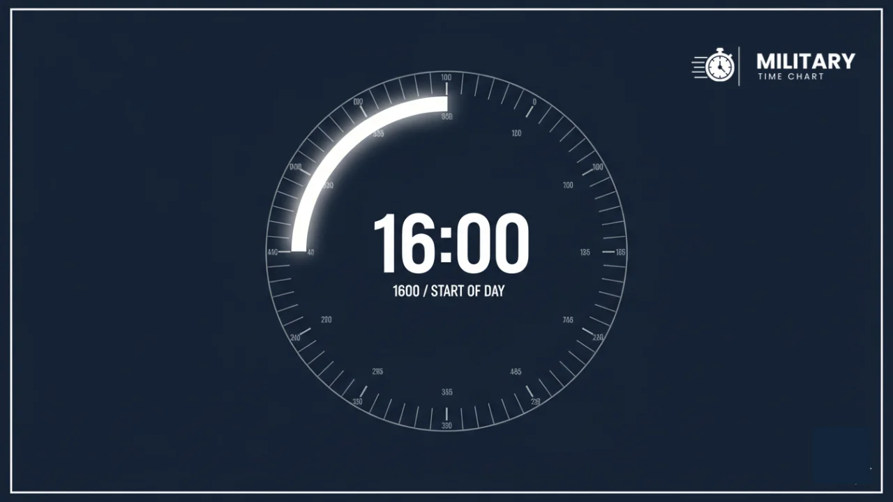 1600 military time showing in the middle of a 24-hour clock