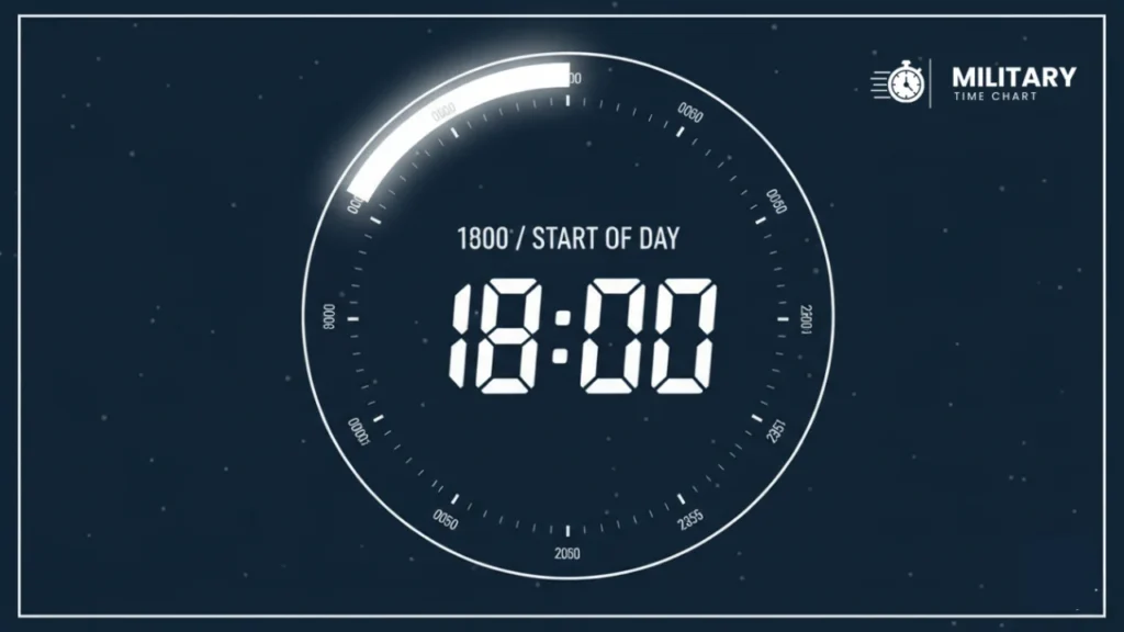 1800 military time displayed on a clock
