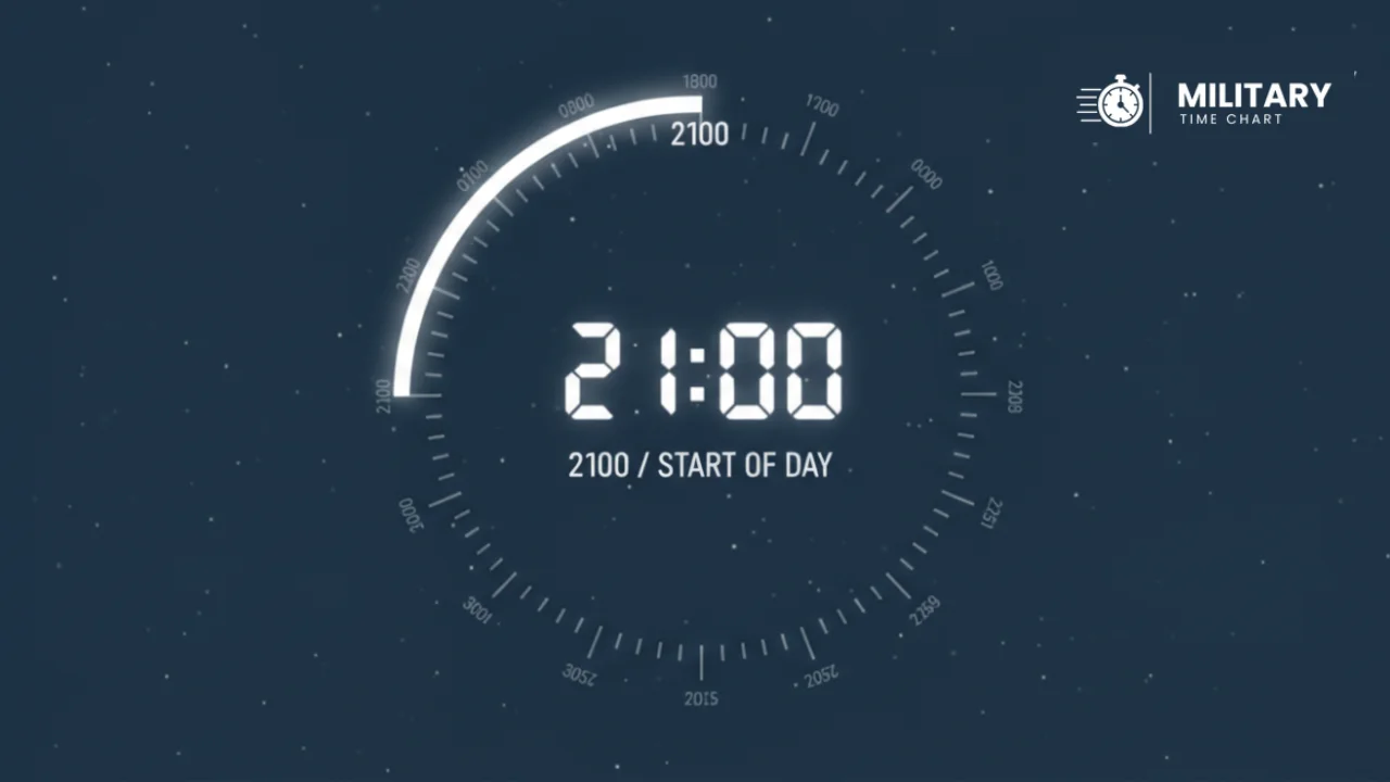2100 Military Time 1 2100 military time showing on a 24-hour clock
