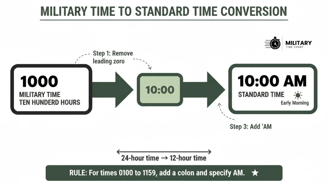 converting 1000 from military time to standard time infographic