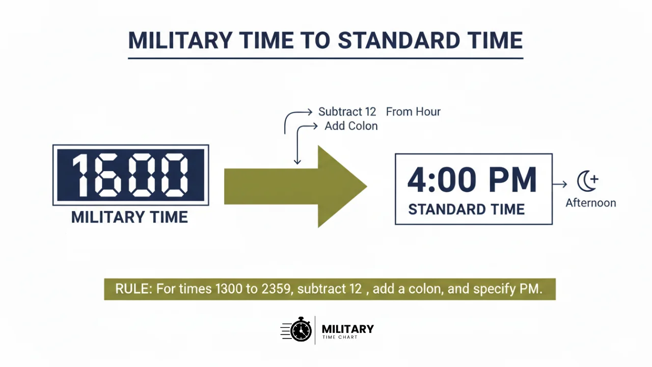 converting 1600 from military time to standard time infographic