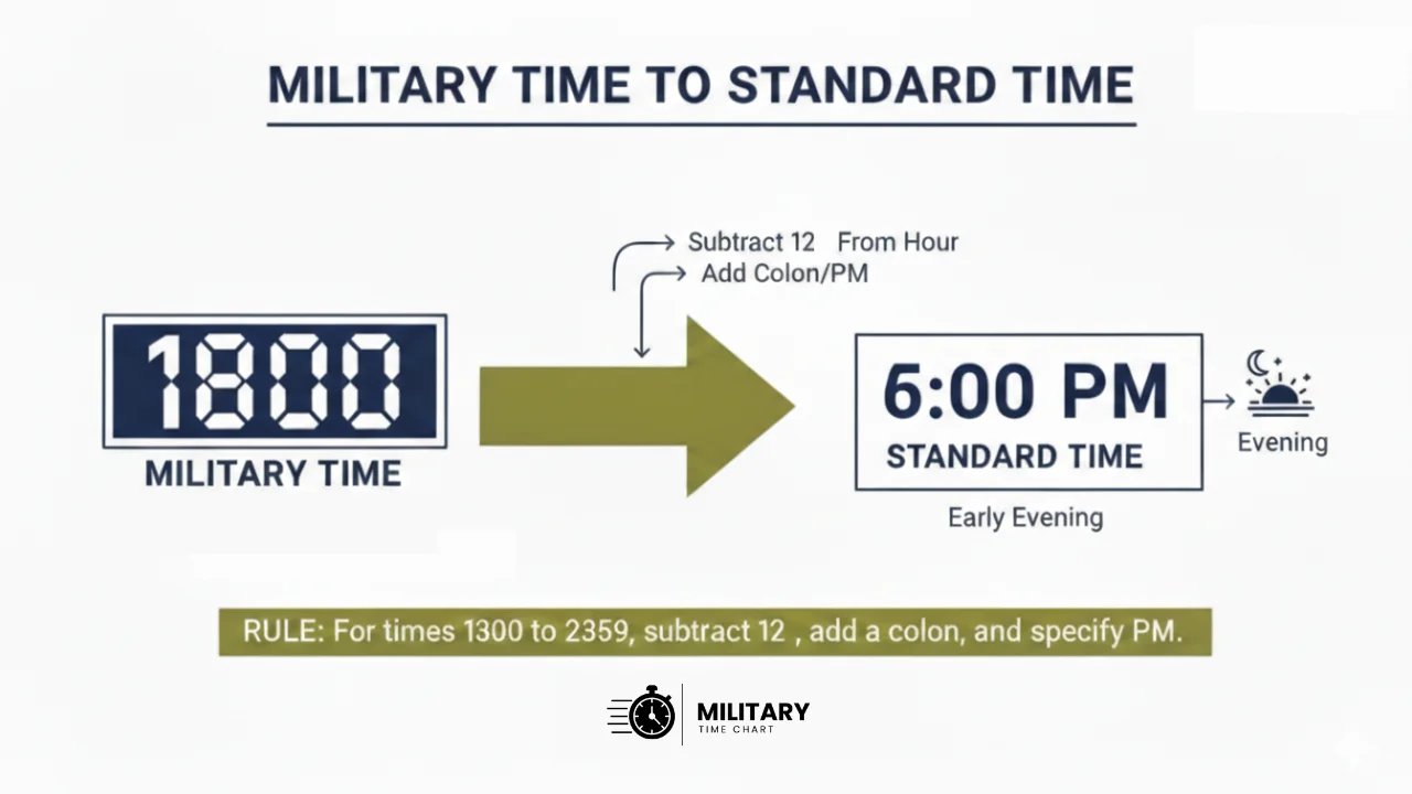 converting 1800 military time to standard time infographic