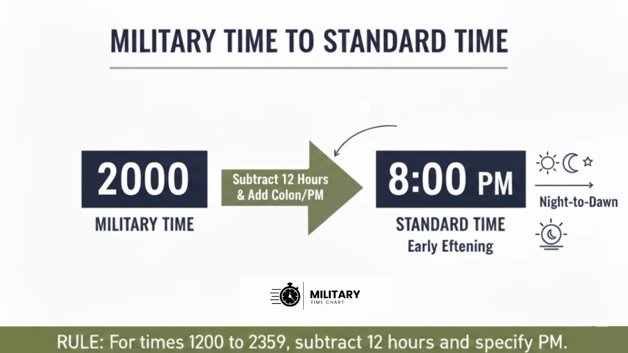 converting 2000 military time to standard time infographic